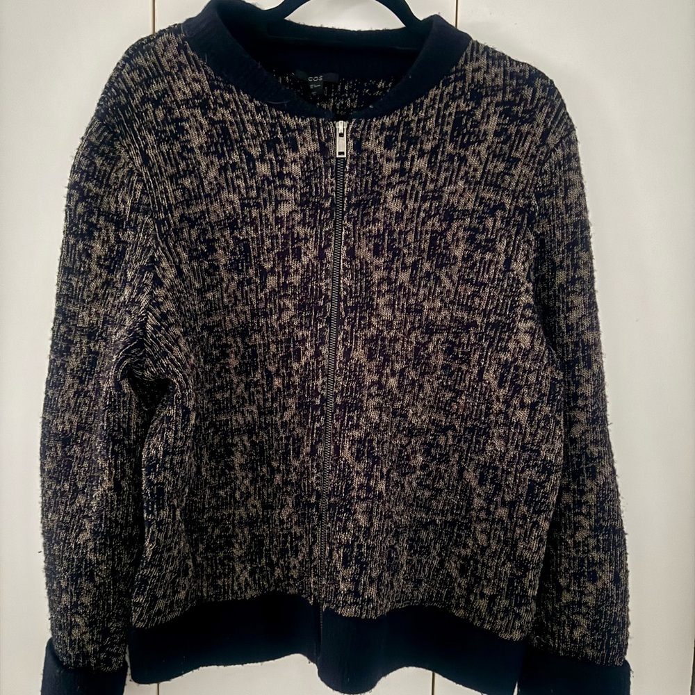 COS Navy and Gold Knit Cardigan